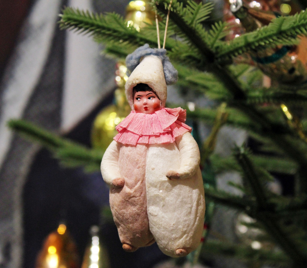 Советская елочная игрушка ручной работы "Клоун"